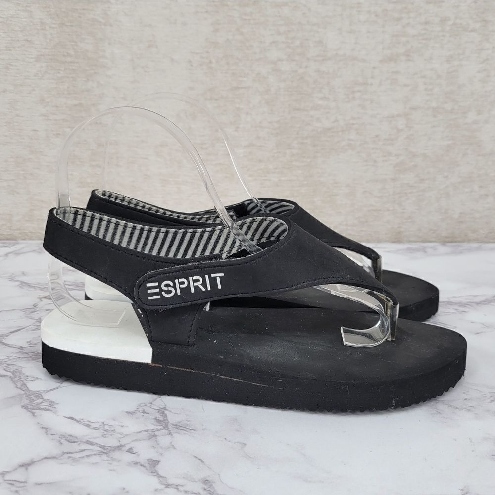 Esprit 90s 80s Foam Thong Flip Flop Sandals Black White Vintage Women's